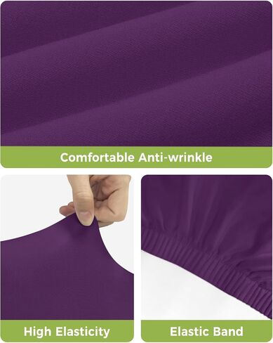 Pure Dark Purple Bar Stool Covers - Stretch Dining Chair Covers Set of 2, Simple Solid Color Bar Chair Covers Removable Counter Stool Pub Chair Slipcovers Protectors for Kitchen/Cafe in Saudi Arabia