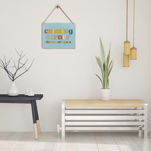 Calming Corner Hanging Wood Sign - Safe Space, Classroom, Office Decor - Boho Style, 10x8 Round Blue in Kuwait