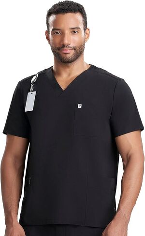 Care+Wear 7-Pocket V-Neck Scrub Tops for Men – Moisture Wicking, Ultra-Soft, Wrinkle-Resistant Medical Scrub Top in Saudi Arabia