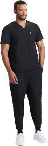 Care+Wear 7-Pocket V-Neck Scrub Tops for Men – Moisture Wicking, Ultra-Soft, Wrinkle-Resistant Medical Scrub Top in Saudi Arabia