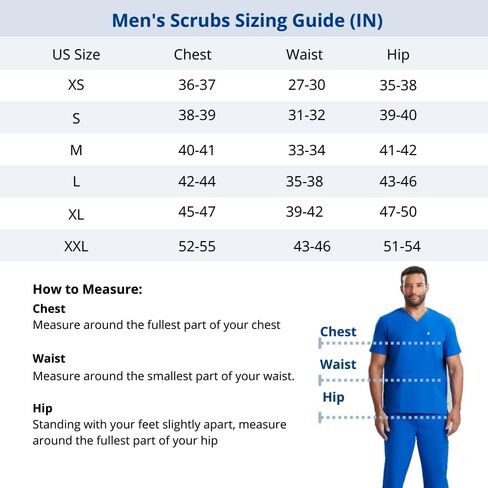 Care+Wear 7-Pocket V-Neck Scrub Tops for Men – Moisture Wicking, Ultra-Soft, Wrinkle-Resistant Medical Scrub Top in Saudi Arabia