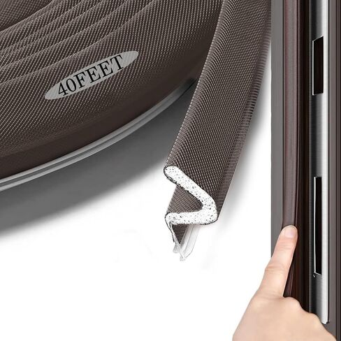 Weather Stripping Door Seal Strip - Strong Adhesive 40Ft Door Weather Stripping, V Shaped PU Foam Soundproof & Weatherproof, Insulation for Windows and Doors Light-Shielding in Saudi Arabia