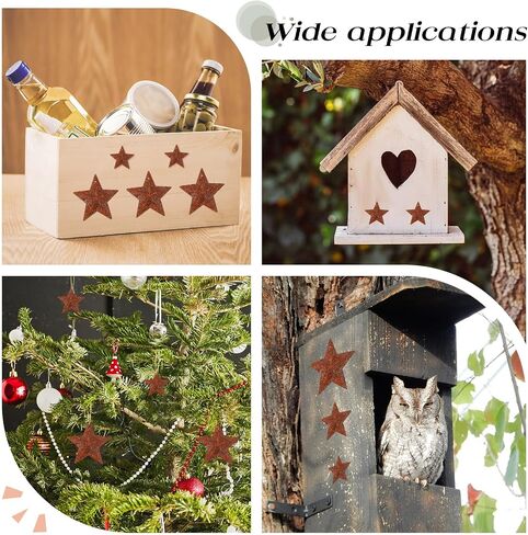 GORGECRAFT 30PCS 3 Sizes Metal Rusty Barn Star 1 Inch 1.5 Inch 2 Inch Mini Hanging Star Antique Primitives Rustic Country Tin Steel Stars Accents for DIY Crafts Vintage Farmhouse Home Door Wall Decor in Saudi Arabia