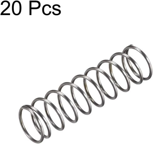 uxcell Compression Spring,10mm OD, 0.8mm Wire Size, 15mm Compressed Length, 30mm Free Length,30N Load Capacity,Gray,20pcs in Saudi Arabia