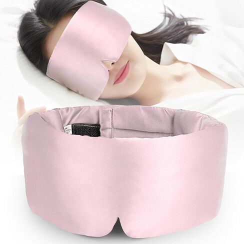 Silk Sleep Mask, WOVTE 100% Mulberry Silk Sleep Mask for Women Man with Adjustable Headband, Soft Pressureless Total Blackout for Sleep, Travel Rest and Office Large Size (Peacock Blue) in Saudi Arabia