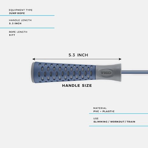 TKO Tonal Adjustable 9-Foot-Long Jump Rope with Non-Slip Handles | Lightweight Jump Rope for Boxing, Cardio Exercise and General Fitness Workouts in Saudi Arabia