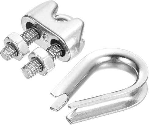 PATIKIL 1/8" Wire Rope Kit, 60 Pack M3 Wire Rope Cable Clamps & Stainless Steel Thimbles for 1/8" Diameter Wire Rope Rigging in Saudi Arabia