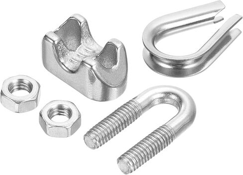 PATIKIL 1/8" Wire Rope Kit, 60 Pack M3 Wire Rope Cable Clamps & Stainless Steel Thimbles for 1/8" Diameter Wire Rope Rigging in Saudi Arabia