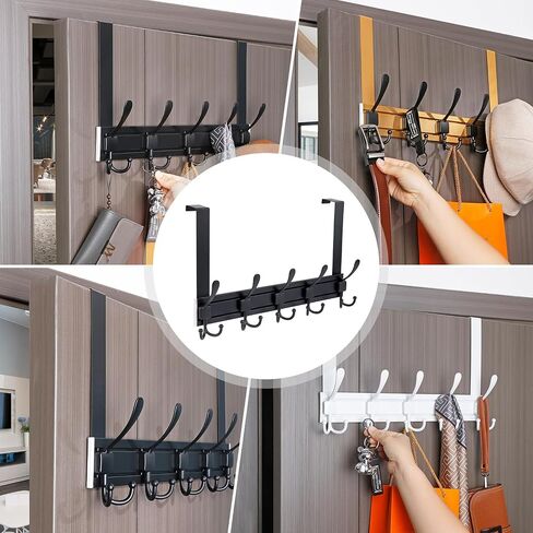 Door hook and coat rack with 5 metal movable hooks for hanging towels, clothes and hats in Saudi Arabia