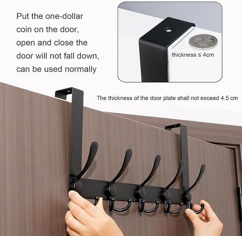 Door hook and coat rack with 5 metal movable hooks for hanging towels, clothes and hats in Saudi Arabia
