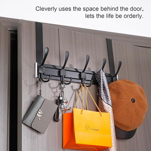Door hook and coat rack with 5 metal movable hooks for hanging towels, clothes and hats in Saudi Arabia