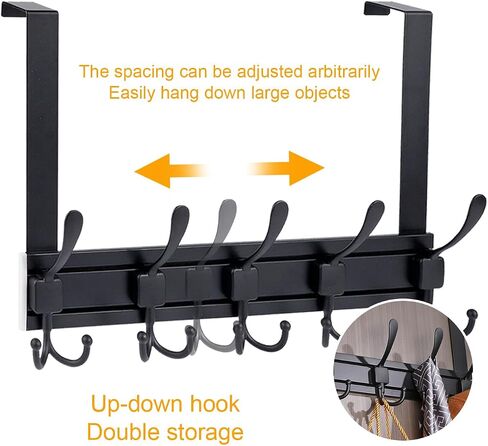 Door hook and coat rack with 5 metal movable hooks for hanging towels, clothes and hats in Saudi Arabia