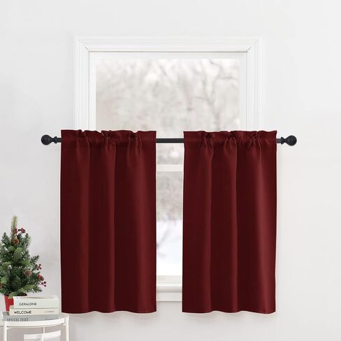 NICETOWN Bathroom Window Curtains - Rod Pocket Blackout Curtains Small Window Short Drapes for Kitchen Bedroom Living Room Kids Nursery Room RV, W29 x L30 inch per Panel, Pure White, 2 Panels in Saudi Arabia