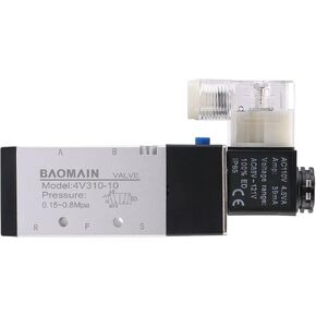 Baomain Pneumatic Solenoid Air Valve 4V310-10 AC110V 5 Way 2 Position PT3/8" Internally Piloted Acting Type Single Electrical Control