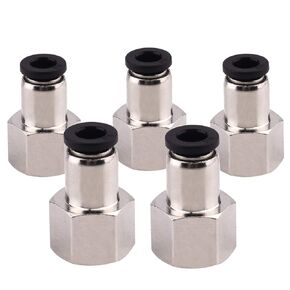 Push to Connect Tube Fitting, Adapter, 1/4" Tube OD x 1/8" NPT Female Straight Push Fit Fittings 5 Packs