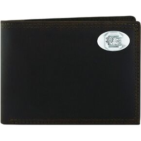 NCAA South Carolina Fighting Gamecocks Light Brown Crazyhorse Leather Bifold Concho Wallet, One Size