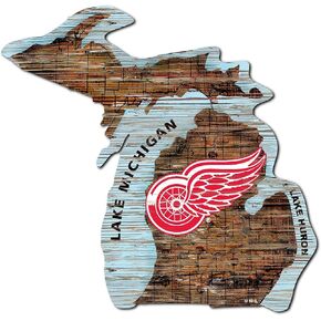 Fan Creations NHL Detroit Red Wings Unisex Detroit Red Wings Mini Roadmap State Sign, Team Color, 12 inch