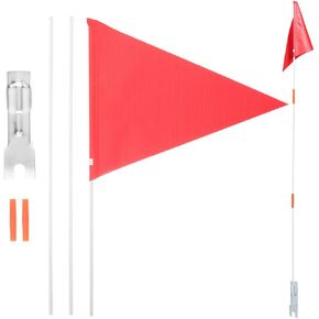 Bike Flags with Pole for Safety 2 Sets of with Pole Reflective Bike Trailer Safety Flag with Bicycle Mounting Bracket Height Visibility Bicycle Safety Flag (Red)