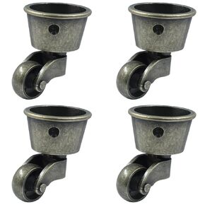 Luomorgo 4 Pack Antique Caster Cups Furniture Casters Wheels Zinc Alloy Swivel Cup Casters Round Cup Castor for Cabinet Piano Table Chair