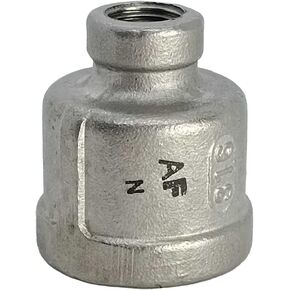 AF Hydro Stainless Steel SS316 Reducing Coupling Pipe Fitting, 3/4" NPT x 3/8" NPT Female Thread, Pressure Rating up to 150 PSI, Class 150 Reducer Connector Adapter, 2 pcs in a pack
