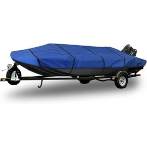 WFLNHB 210D Water Proof Heavy Duty Trailerable Boat Cover Replacement for Jon Boat-Black