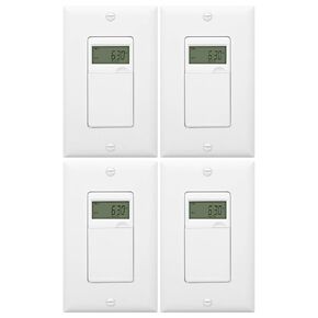 ENERLITES - مفتاح مؤقت رقمي قابل للبرمجة HET01-C-W للأضواء والمراوح والمحركات، إعدادات مؤقت تشغيل/إيقاف 7 أيام 18، قطب واحد، سلك محايد مطلوب، مدرج في قائمة UL، HET01-C، أبيض in Kuwait