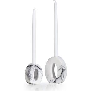 HAMAKAWA Marble Candle Holders Set of 2, Natural Beige Travertine Stone Candlestick Holders fit Φ0.75 Inch Taper Candle, Candle Stand Decor for Home, Dinner, Party, Wedding