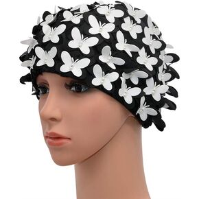 Vintage Swim Cap Floral Petal Retro Style Bathing Caps for Women