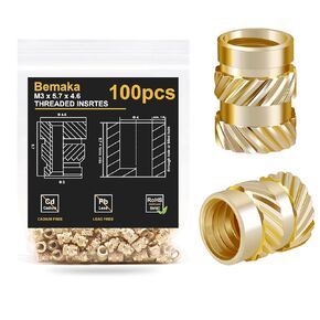 100PCS M3 Threaded Inserts for Plastic, M3x5.7x4.6mm Brass Metric Knurled Nuts, M3 Heat Set Insert for 3D Printing Components H-069-100PCS