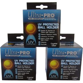 3 حامل عرض بيسبول مربع Ultra Pro مع حامل للحماية من الأشعة فوق البنفسجية مجموعة جديدة (3 مكعبات بيسبول)، شفاف
