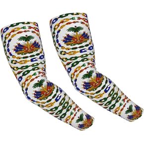 Cute Haiti Flag Arm Sleeves Sun Protection Sleeves Haitian Flag Sleeves Cooling Arm Cover Women Men Outdoor Sports