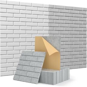 White Sound proof Panels,Kuchoow Acoustic Panels,Self-Adhesive,Interior Decorative,Combination Wall Panels-12" X 11" X 0.4",12 Pcs -Y-Shape