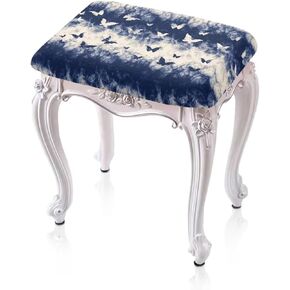 3D Flower Print Vanity Seat Cover Set of 2 Rectangle Stool Covers with Elastic Bottom Removable Soft Saddle Seat Cover Furniture Chair Seat Cover