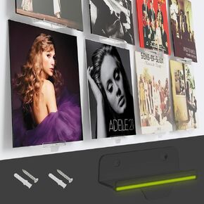 Vinyl Record Shelf Vinyl Holder, Vinyl Record Holder Vinyl Wall Mount Set for Vinyl Record DVD Photo Picture Makeup, Glow at Night 10 Pack 4 inch