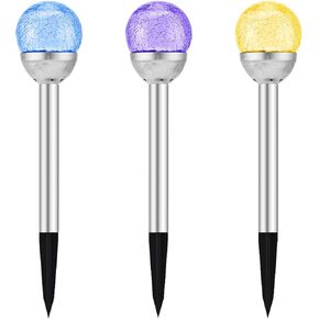Solar Garden Lights Cracked Glass for Outdoor Waterproof Landscape Pathway Decorations 7 Colors Changing 6 Packs