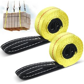 Shappy 2 Pcs Lift Sling Heavy Duty Flat Eye Lifting Slings Polyester Tree Saver Recovery Strap Web Sling Winch Strap for Hoist, Vehicle, Constructions, Steel, Trailer(1 Inch x 6 ft)