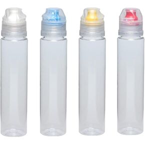 4pcs Plastic Honey Squeeze Bottle Travel Condiment Dispenser Containers Flip Top Leakproof Camping Trip Sauce Bottles for Salad Dressing/Vinegars/Oils/Ketchup/Syrups