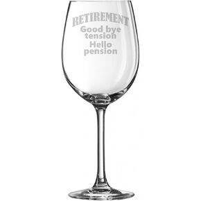 G233 Retirement Schedule 11 oz ounce Wine Glass White Red Retire gift present