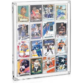 إطار عرض بطاقة التداول مع حامل بطاقات، حامل بطاقة بيسبول للحماية من الأشعة فوق البنفسجية، إطار بطاقة أكريليك شفاف مثبت على الحائط بسعة 16 بطاقة للبطاقات الرياضية in Kuwait