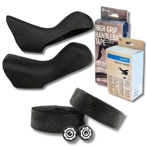 Bracket Covers ST-R8020, Pair ＆ Gear High Grip Handlebar Tape (Set of 2, Black)