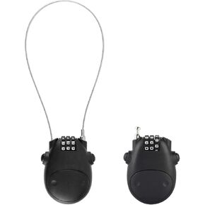 2Pcs Digit Code Combination Password Lock, Retractable Cable Lock Pram Lock, Password Security Coded Lock for Pushchair Bicycle Stroller Backpack Suitcase Luggage (Black)
