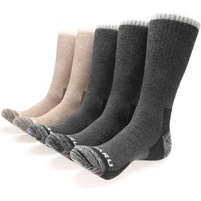جوارب MIRMARU الرجالية 5 أزواج للمشي لمسافات طويلة في الهواء الطلق والجري والرحلات والتحكم في الرطوبة، جوارب تيري مبطنة بالكامل in Kuwait