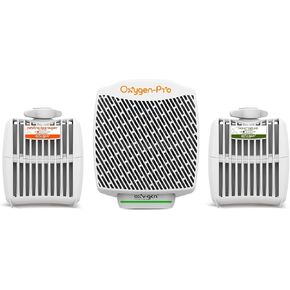 Oxygen-Pro - Starter Kit - Commercial Air Freshener and Deodorizer, Wall Mounted, Battery Operated Automatic Dispenser, Odor Eliminator, and Fragrancing System (Medium Scent) 120 Day Supply