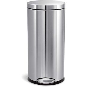 simplehuman 55 Liter / 14.5 Gallon Commercial Swing Top Trash Can, ADA-Compliant, 11-20 Gallons, Brushed Stainless Steel