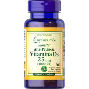 Puritan's Pride High-Potency Vitamin D3 1000 IU, 200 Softgels