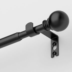 Curtain Rods for Windows 33 to 45 Inch Adjustable, Black 5/8 Inch Diameter Drapery Rods with Brackets,Single Window With Curtain Rod Set