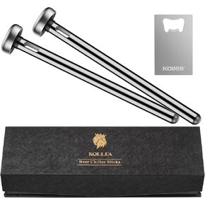 Kollea 2 x Beer Chiller Sticks for Bottles, Beverage Cooler Sticks for Beer Lovers, Unique Stainless Steel Freezable Bar Accessories, Funny Birthday Gift Ideas for Men Fathers Day, Bartool Accessories