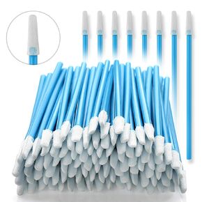 Lint Free Polyester Swabs Pointed Tips Microfiber (200 pcs, 73mm/2.9" Length, 3.2mm/0.12" Head Width, Blue) Multi-Purpose Precision Swabs for Inkjet Printers, PCB, Crafts, etc. (A756A)
