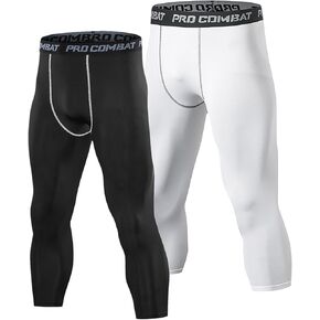 SS COLOR FISH 3/4 Compression Pants Men 2pack Workout Athletic Baselayer Tights for Men Sports Running Leggings