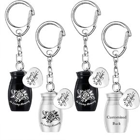 weikui Rose Flower Cremation Jewelry Keychain Charm Memorial Urn 4-Piece Set Cremation Urn Human/Pet Ashes Keychain